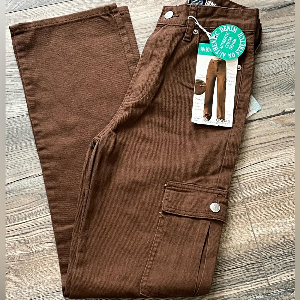 90s Boyfriend CARGO Jean PANT Women Authentic Color Denim size 0/24 New with Tag